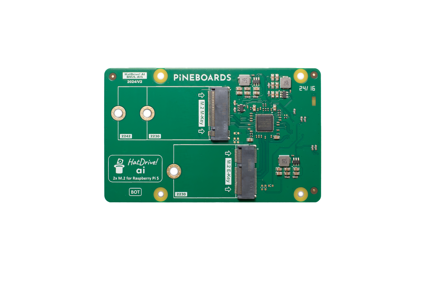 HatDrive! AI (NVMe 2230,2242 GEN 2 + Coral Edge TPU) for Raspberry Pi 5